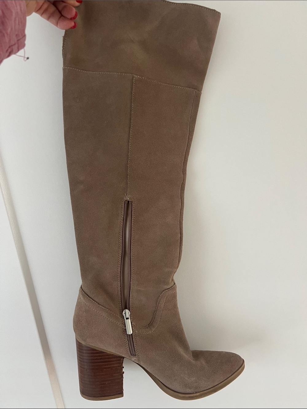 Women's Tall Suede Block Heel Knee Boot - Taupe
